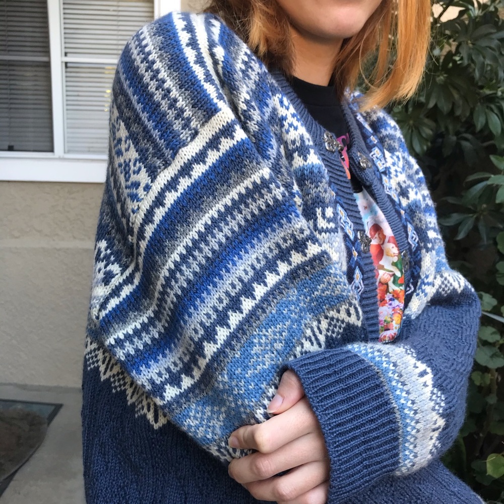 Vintage and unique multicolored wool cardigan